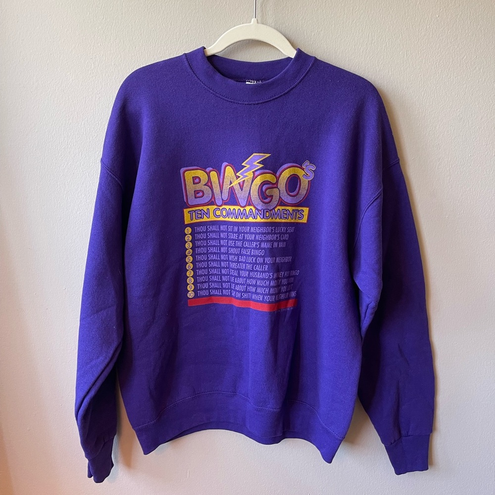1994 Bingo’s 10 Commandments Purple Vintage Sweatshirt